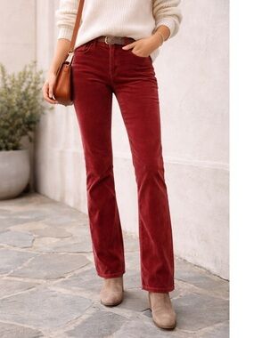 AG ADRIANO GOLDSCHMIED The Stevie Wine Corduroy Slim Straight Pants Size 26